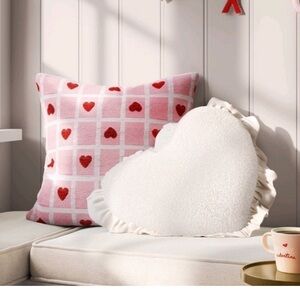 Oversized Heart Velvet Pillow Reverse Ivory Valentine Threshold